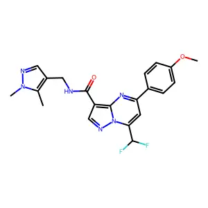 7-(difluoromethyl)-N-[(1,5-dimethyl-1H-pyrazol-4-yl)methyl]-5-(4-methoxyphenyl)pyrazolo[1,5-a]pyrimidine-3-carboxamide structure