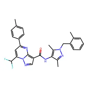 7-(difluoromethyl)-N-[3,5-dimethyl-1-(2-methylbenzyl)-1H-pyrazol-4-yl]-5-(4-methylphenyl)pyrazolo[1,5-a]pyrimidine-3-carboxamide structure