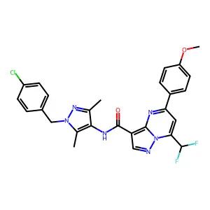 N-[1-(4-chlorobenzyl)-3,5-dimethyl-1H-pyrazol-4-yl]-7-(difluoromethyl)-5-(4-methoxyphenyl)pyrazolo[1,5-a]pyrimidine-3-carboxamide structure
