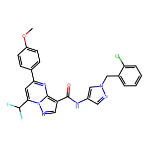 N-[1-(2-chlorobenzyl)-1H-pyrazol-4-yl]-7-(difluoromethyl)-5-(4-methoxyphenyl)pyrazolo[1,5-a]pyrimidine-3-carboxamide structure