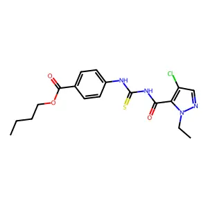 butyl 4-[({[(4-chloro-1-ethyl-1H-pyrazol-5-yl)carbonyl]amino}carbothioyl)amino]benzoate structure