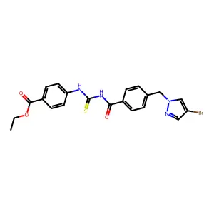 ethyl 4-(3-(4-((4-bromo-1H-pyrazol-1-yl)methyl)benzoyl)thioureido)benzoate structure