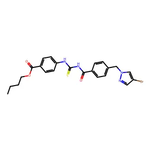 butyl 4-{[({4-[(4-bromo-1H-pyrazol-1-yl)methyl]benzoyl}amino)carbothioyl]amino}benzoate structure