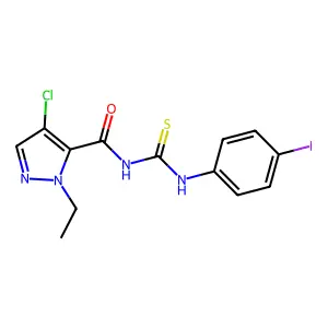 4-chloro-2-ethyl-N-[(4-iodophenyl)carbamothioyl]pyrazole-3-carboxamide structure