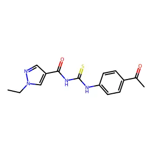 N-[(4-acetylphenyl)carbamothioyl]-1-ethylpyrazole-4-carboxamide structure