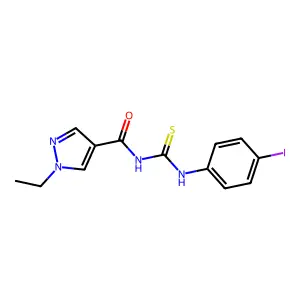1-ethyl-N-[(4-iodophenyl)carbamothioyl]pyrazole-4-carboxamide structure