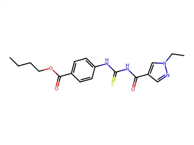 Butyl 4-[(1-ethylpyrazole-4-carbonyl)carbamothioylamino]benzoate structure