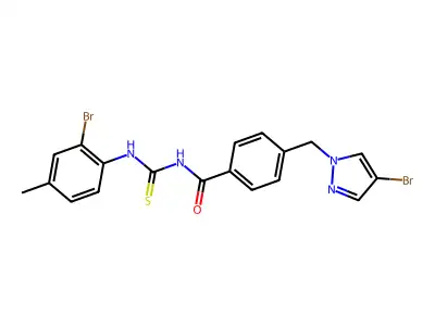 N-[(2-bromo-4-methylphenyl)carbamothioyl]-4-[(4-bromopyrazol-1-yl)methyl]benzamide structure
