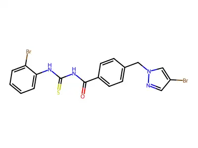 N-[(2-bromophenyl)carbamothioyl]-4-[(4-bromopyrazol-1-yl)methyl]benzamide structure