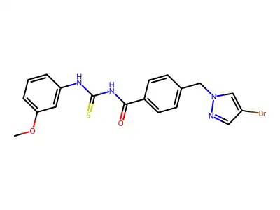 4-[(4-bromopyrazol-1-yl)methyl]-N-[(3-methoxyphenyl)carbamothioyl]benzamide structure