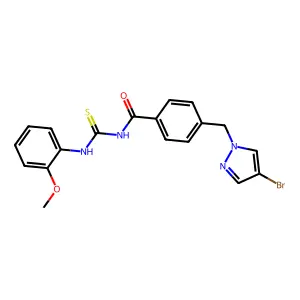 N-{4-[(4-bromo-1H-pyrazol-1-yl)methyl]benzoyl}-N'-(2-methoxyphenyl)thiourea structure