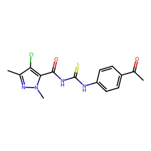 N-(4-acetylphenyl)-N'-[(4-chloro-1,3-dimethyl-1H-pyrazol-5-yl)carbonyl]thiourea structure