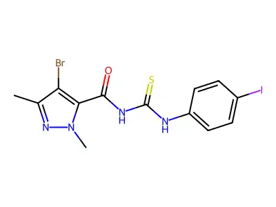 4-bromo-N-[(4-iodophenyl)carbamothioyl]-2,5-dimethylpyrazole-3-carboxamide structure