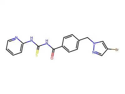 4-[(4-bromopyrazol-1-yl)methyl]-N-(pyridin-2-ylcarbamothioyl)benzamide structure