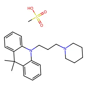 9,9-Dimethyl-10-(3-piperidin-1-ylpropyl)acridine;methanesulfonic acid structure