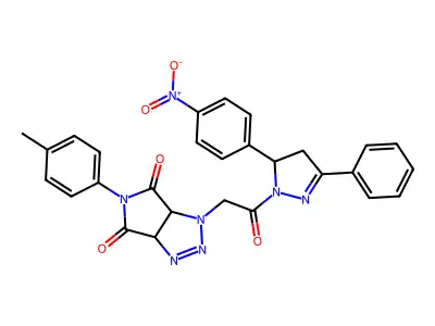 5-(4-methylphenyl)-1-{2-[5-(4-nitrophenyl)-3-phenyl-4,5-dihydro-1H-pyrazol-1-yl]-2-oxoethyl}-3a,6a-dihydropyrrolo[3,4-d][1,2,3]triazole-4,6(1H,5H)-dione structure