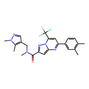 5-(3,4-dimethylphenyl)-N-[(1,5-dimethyl-1H-pyrazol-4-yl)methyl]-N-methyl-7-(trifluoromethyl)pyrazolo[1,5-a]pyrimidine-2-carboxamide structure