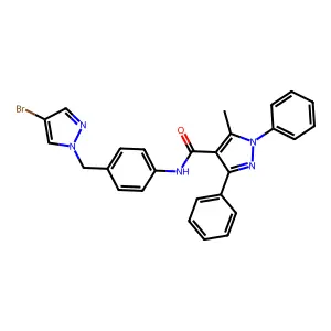 N-{4-[(4-bromo-1H-pyrazol-1-yl)methyl]phenyl}-5-methyl-1,3-diphenyl-1H-pyrazole-4-carboxamide structure