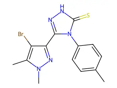 5-(4-bromo-1,5-dimethyl-1H-pyrazol-3-yl)-4-(4-methylphenyl)-4H-1,2,4-triazole-3-thiol structure