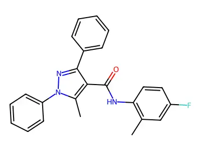 N-(4-fluoro-2-methylphenyl)-5-methyl-1,3-diphenyl-1H-pyrazole-4-carboxamide structure