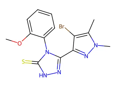 5-(4-bromo-1,5-dimethyl-1H-pyrazol-3-yl)-4-(2-methoxyphenyl)-4H-1,2,4-triazole-3-thiol structure