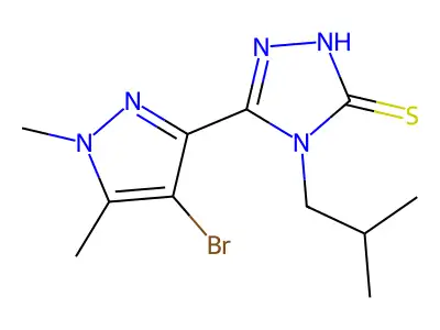 5-(4-bromo-1,5-dimethyl-1H-pyrazol-3-yl)-4-isobutyl-4H-1,2,4-triazole-3-thiol structure