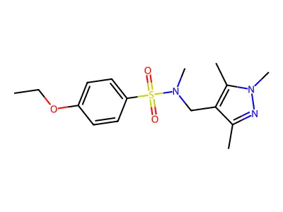 4-ethoxy-N-methyl-N-[(1,3,5-trimethylpyrazol-4-yl)methyl]benzenesulfonamide structure