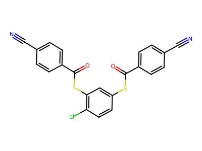 S-{2-chloro-5-[(4-cyanobenzoyl)sulfanyl]phenyl} 4-cyanobenzenecarbothioate structure