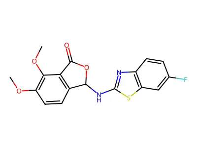 3-[(6-Fluoro-2-benzothiazolyl)amino]-6,7-dimethoxy-1(3H)-isobenzofuranone structure