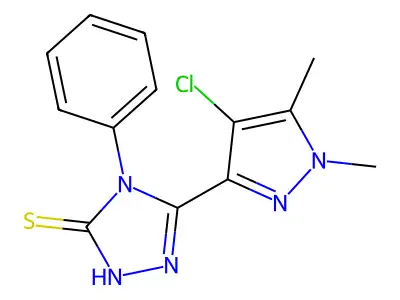5-(4-chloro-1,5-dimethyl-1H-pyrazol-3-yl)-4-phenyl-4H-1,2,4-triazole-3-thiol structure