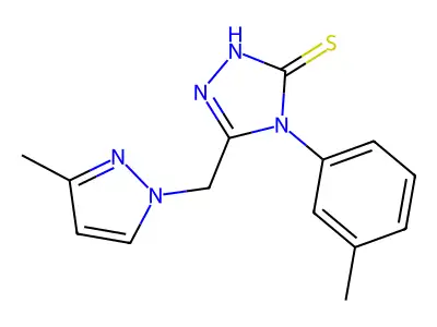 4-(3-methylphenyl)-3-[(3-methylpyrazol-1-yl)methyl]-1H-1,2,4-triazole-5-thione structure