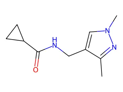 N-[(1,3-dimethylpyrazol-4-yl)methyl]cyclopropanecarboxamide structure
