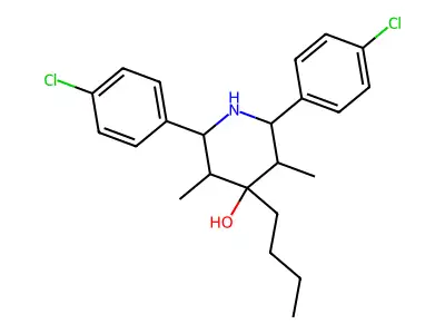4-Butyl-2,6-bis(4-chlorophenyl)-3,5-dimethyl-4-piperidinol structure