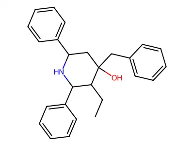 4-Benzyl-3-ethyl-2,6-diphenylpiperidin-4-ol structure
