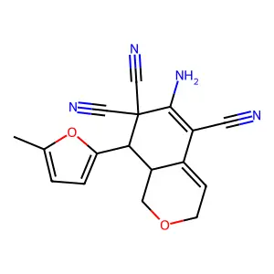 (8R)-6-amino-8-(5-methylfuran-2-yl)-1,3,8,8a-tetrahydroisochromene-5,7,7-tricarbonitrile structure