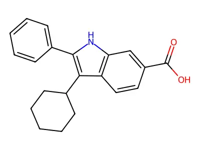 3-Cyclohexyl-2-phenyl-1H-indole-6-carboxylic acid structure