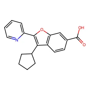3-Cyclopentyl-2-(2-pyridyl)benzofuran-6-carboxylic acid structure