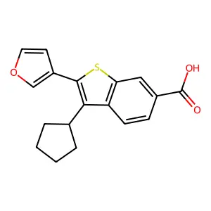 Benzo[b]thiophene-6-carboxylic acid,3-cyclopentyl-2-(3-furanyl)- structure