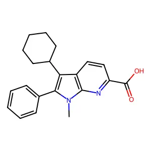 1h-Pyrrolo[2,3-b]pyridine-6-carboxylic acid,3-cyclohexyl-1-methyl-2-phenyl- structure