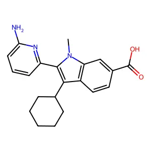 1h-Indole-6-carboxylic acid,2-(6-amino-2-pyridinyl)-3-cyclohexyl-1-methyl- structure