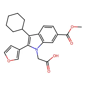 1H-Indole-1-acetic acid, 3-cyclohexyl-2-(3-furanyl)-6-(methoxycarbonyl)- structure