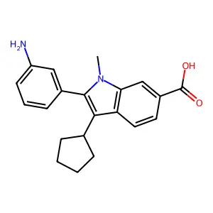 1h-Indole-6-carboxylic acid,2-(3-aminophenyl)-3-cyclopentyl-1-methyl- structure