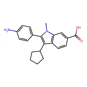 1h-Indole-6-carboxylic acid,2-(4-aminophenyl)-3-cyclopentyl-1-methyl- structure