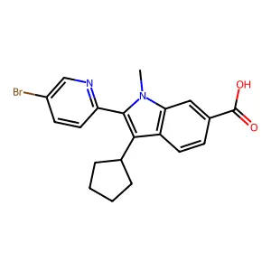 1h-Indole-6-carboxylic acid,2-(5-bromo-2-pyridinyl)-3-cyclopentyl-1-methyl- structure
