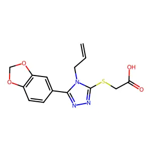 2-((4-allyl-5-(benzo[d][1,3]dioxol-5-yl)-4H-1,2,4-triazol-3-yl)thio)acetic acid structure