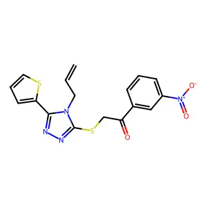 2-{[4-allyl-5-(2-thienyl)-4H-1,2,4-triazol-3-yl]sulfanyl}-1-{3-nitrophenyl}ethanone structure