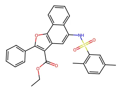 ethyl 5-{[(2,5-dimethylphenyl)sulfonyl]amino}-2-phenylnaphtho[1,2-b]furan-3-carboxylate structure