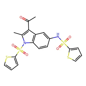 N-(3-acetyl-2-methyl-1-thiophen-2-ylsulfonylindol-5-yl)thiophene-2-sulfonamide structure