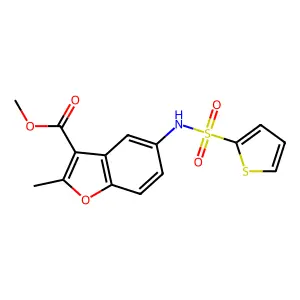 Methyl 2-methyl-5-[(2-thienylsulfonyl)amino]-1-benzofuran-3-carboxylate structure
