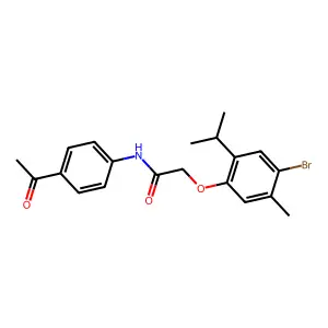 N-(4-acetylphenyl)-2-(4-bromo-2-isopropyl-5-methylphenoxy)acetamide structure